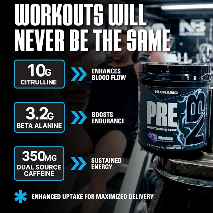 NutraBio High Caffeine PRE 20/40 Servings