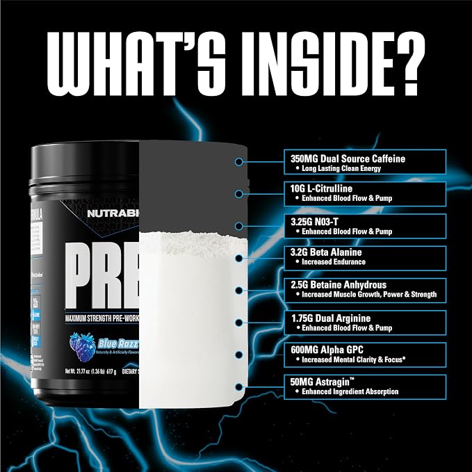 NutraBio High Caffeine PRE 20/40 Servings