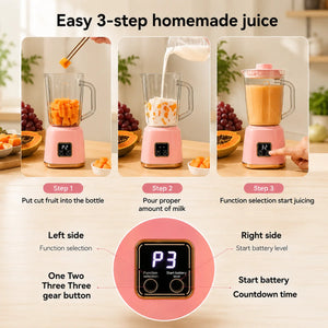 Rechargeable Portable Juicer Jug with Digital Display – 750ml USB Blender